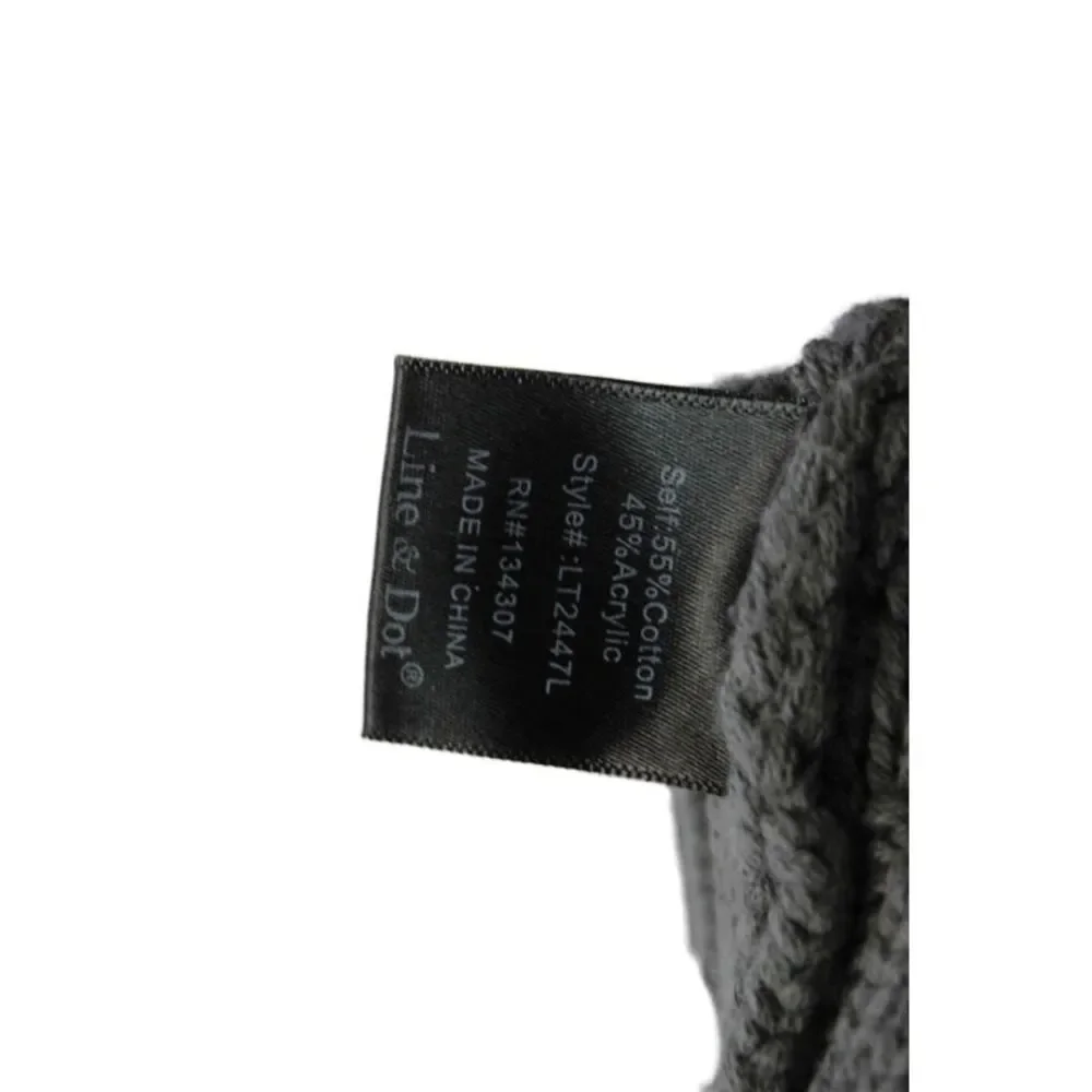 Line And Dot Womens Chunky Crochet Knit Fringe Sweater Gray Cotton Size XS